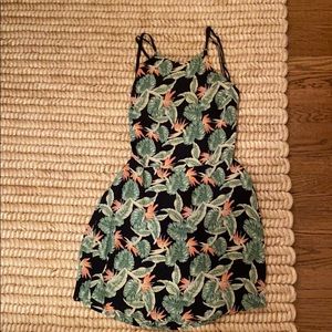 For Love and Lemons black dress w/ tropical leaves